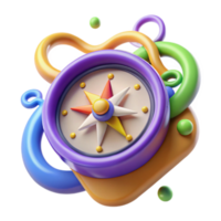 Colorful 3D Compass Guidance, Direction, Navigation, Exploration, Journey, Adventure, Travel, Wayfinding, Path, Discovery png