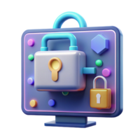 Digital Security Padlock and Encryption on Screen png