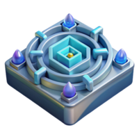 Abstract 3D Geometric Puzzle Concentric Design with Crystalline Elements png