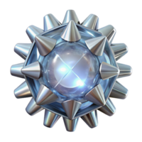 Glowing Orb with Metallic Spikes Abstract 3D Render png