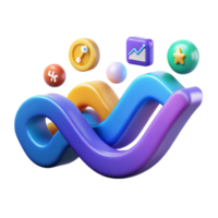 Abstract Data Visualization Colorful 3D Wave Chart with Icons png