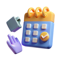 Schedule Management 3D Calendar, Task List, and Interactive Hand png
