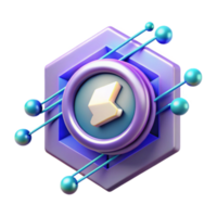 Abstract Hexagon Network Icon 3D Render of Connectivity and Data Flow png