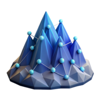 Network Visualization Abstract 3D Polygonal Mountain Peak Data Representation png