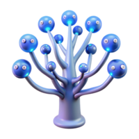 Glowing Emoticon Tree 3D Render of Abstract Network png