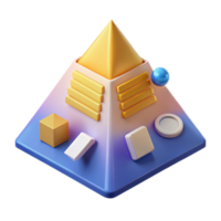 Abstract 3D Pyramid Geometric Shapes and Color Gradient png