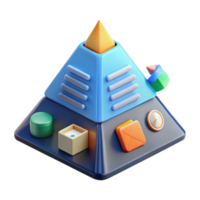 Layered 3D Pyramid Abstract Structure, Colorful Blocks png