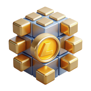 criptomoeda cubo descentralizado finança, blockchain tecnologia, digital ativos, ouro cubos, 3d render png