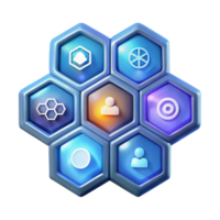 Hexagon Network Connecting Users, Data, Goals png