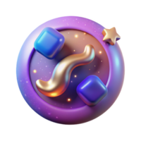 Cosmic Abstract 3D Render Glowing Shapes Starry Background png