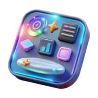 Neon App Interface Colorful UI Design with Icons png
