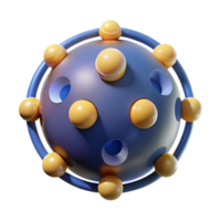 Abstract 3D Sphere Blue Orb with Yellow Nodes png