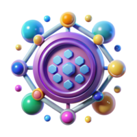 Abstract Network Colorful 3D Molecular Structure png