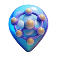 Abstract 3D Render Teardrop Orb with Connected Spheres png