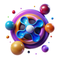 Abstract Colorful 3D Design Rotating Propeller and Spheres png