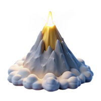 brillante volcánico pico en nubes 3d hacer png