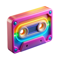 Neon Cassette Tape Retro Music Design png