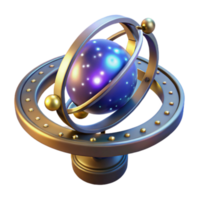 Celestial Orrery 3D Render of Ornamental Rotating Globe png