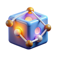 3D Cube Network Nodes, Connections, and Data Flow Visualization png