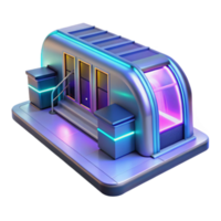 Futuristic Kiosk Design Neon Lighting, Modern Architecture png