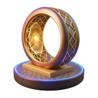 Abstract Wheel Sculpture Gold, Geometric, Illuminated png