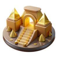 Golden Pyramid Gateway 3D Render of Ancient Architecture png