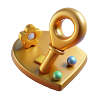 Golden Key Access Unlock Security with 3D Key png