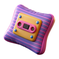 Retro Cassette Pillow 3D Render of Nostalgic Design png