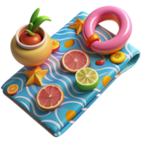 Summer Citrus Fun Beach Vibes with Fruit and Floaties png