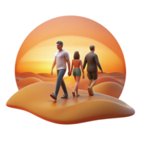 Sunset Stroll A Desert Adventure for Three png