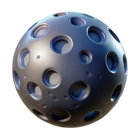 Abstract Perforated Sphere 3D Render of a Metallic Globe png