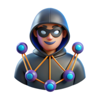 Mysterious Hacker 3D Render of Network Security png