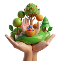 Protecting Our Planet A Miniature Ecosystem in Hands png