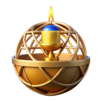 Golden Globe with Lit Candle Symbol of Global Illumination png