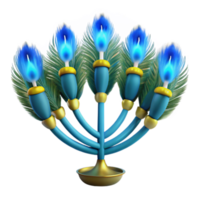 Seven-Branched Candelabra with Peacock Feathers and Blue Flames png