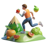 Healthy Lifestyle Run Towards Fruits Vegetables png