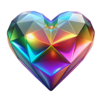 Iridescent Geometric Heart 3D Render of a Colorful Crystal png