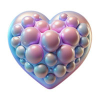 Iridescent Pearl Heart 3D Render of Abstract Bubble Heart png