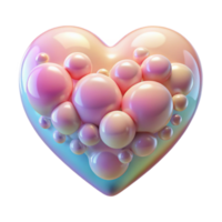 Iridescent Heart with Bubbles Abstract Love Symbol png
