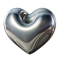 Metallic Heart Abstract 3D Render of a Shiny, Smooth, Curvy Heart Shape png