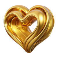 Abstract Golden Heart 3D Render of Swirling, Luxurious Design png