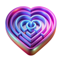 Abstract 3D Heart Design Multilayered, Iridescent, Geometric png