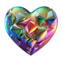 Iridescent Gem Heart Abstract 3D Render png