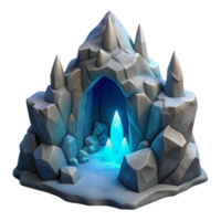 Icy Cave with Glowing Crystals 3D Render png