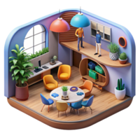 Modern Office Waiting Area Design 3D Render png