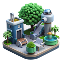Futuristic Park 3D Render of Modern Playground png