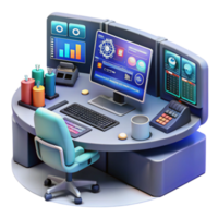 Futuristic Workstation Advanced Data Monitoring Analysis png