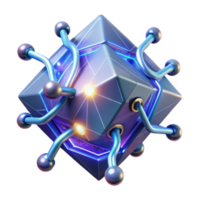 Futuristic Cube Networked Tech, Abstract 3D Render png