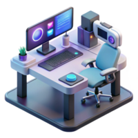 Modern Workstation Setup Ergonomic Desk, Computer, and Smart Device png