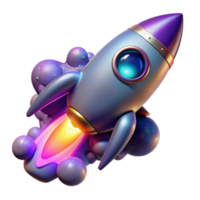 Cosmic Rocket Launch 3D Render of Spacecraft png